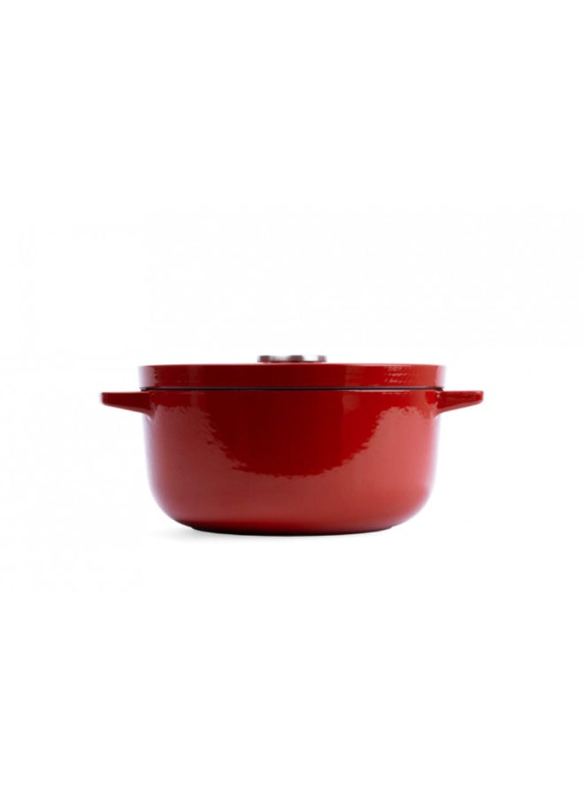 KitchenAid Cast Iron Round Casserole with Lid Empire Red 22cm CC006057-001 - Image 5