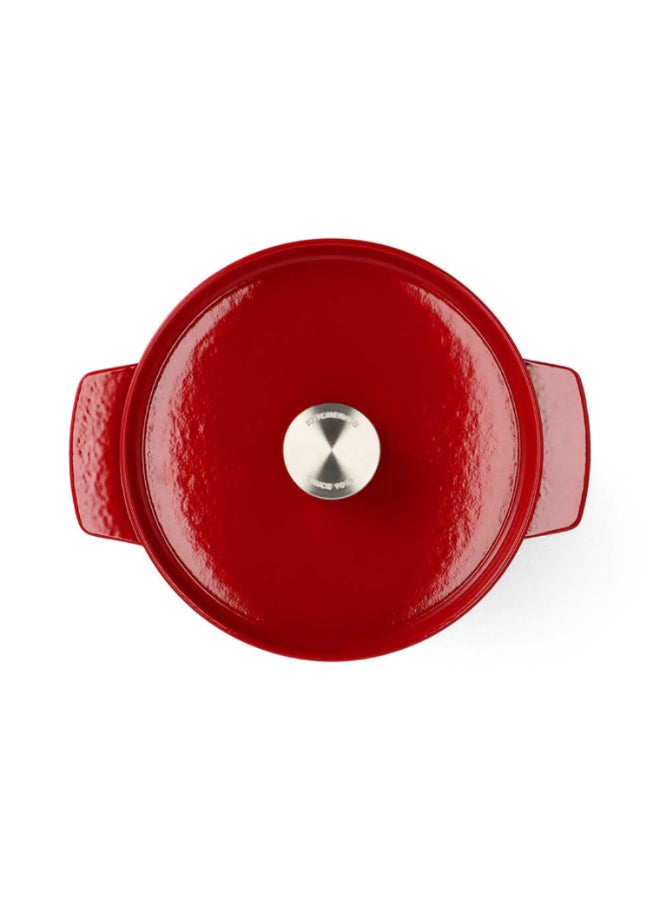 KitchenAid Cast Iron Round Casserole with Lid Empire Red 22cm CC006057-001 - Image 2