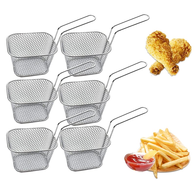 GothicBride Mini Chip Baskets French Fries Basket, Mini Square French Fry Basket Serving Food Strainer Presentation for Chips, Fries, Shrimps, Wedges (6PCS) - Image 1