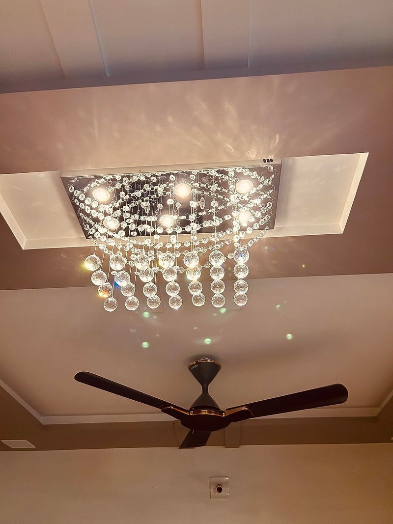 Crystomist CM 6 Light Crystal Chandelier for Living Room Ceiling Light A1 (W 8''XL 20''XH 10'', Warm White) a2 - Image 3