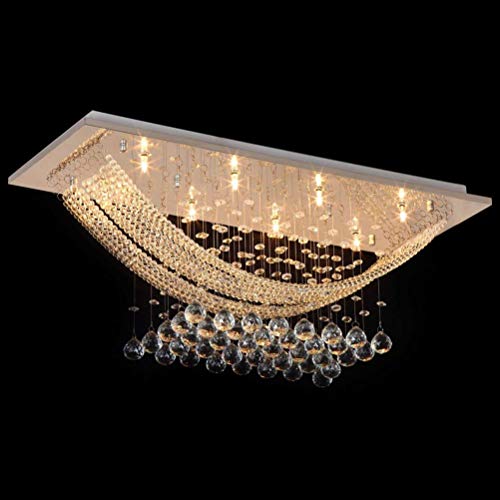 Crystomist CM 6 Light Crystal Chandelier for Living Room Ceiling Light A1 (W 8''XL 20''XH 10'', Warm White) a2 - Image 1