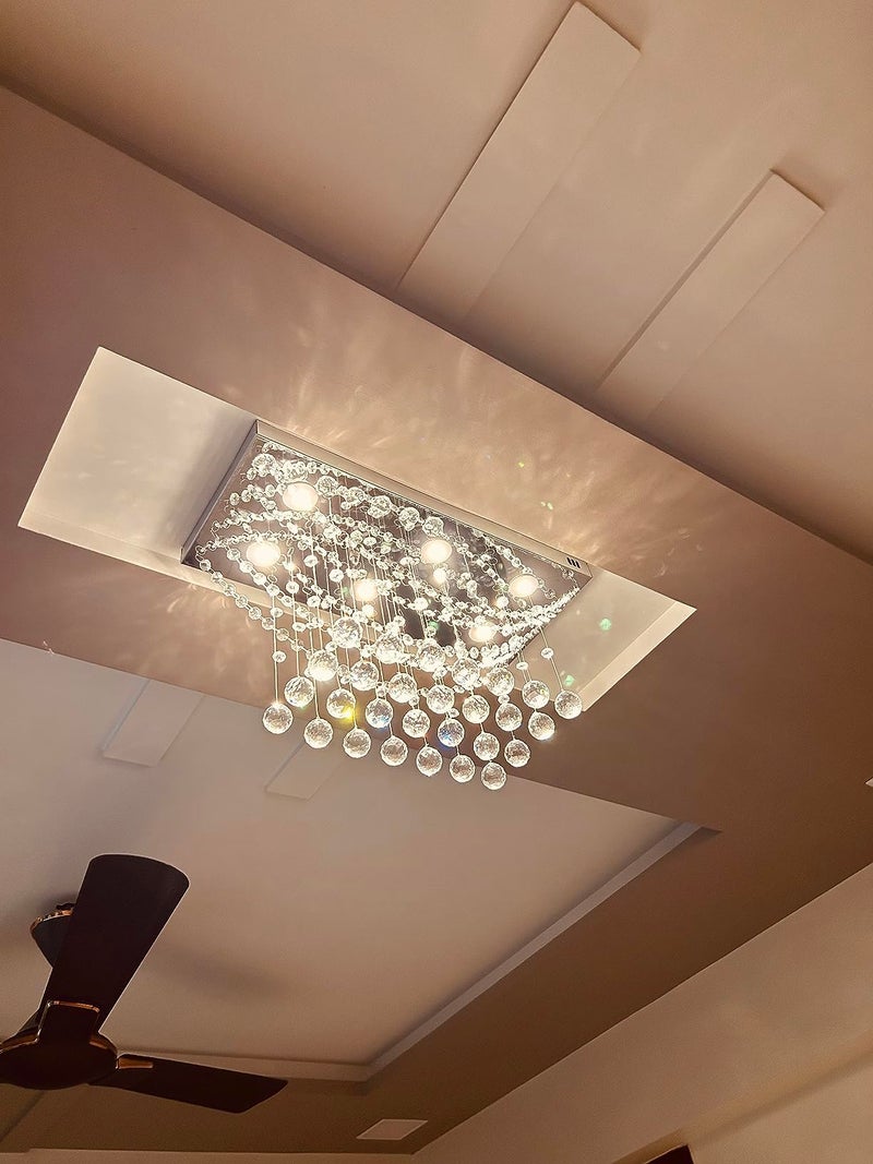 Crystomist CM 6 Light Crystal Chandelier for Living Room Ceiling Light A1 (W 8''XL 20''XH 10'', Warm White) a2 - Image 5
