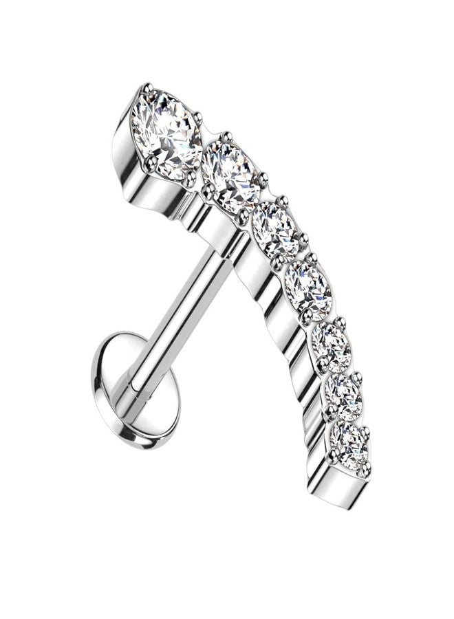 Pierced Owl 16GA F136 Implant Grade Titanium Threadless Push-in Descending CZ Crystal Curved Top Flat Back Stud (Clear) - Image 1