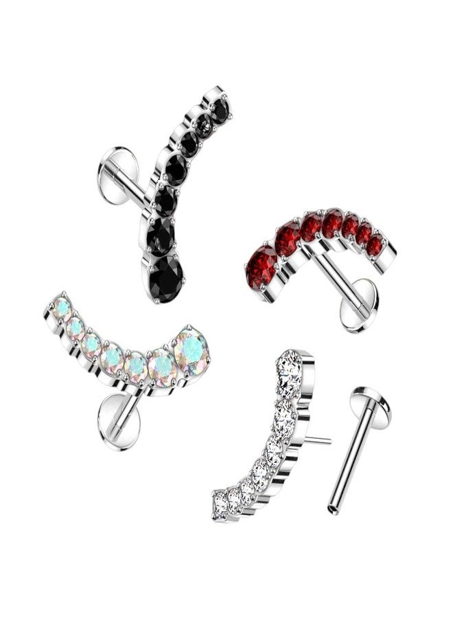Pierced Owl 16GA F136 Implant Grade Titanium Threadless Push-in Descending CZ Crystal Curved Top Flat Back Stud (Clear) - Image 3