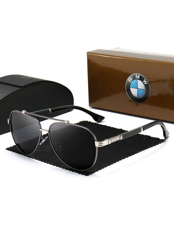 بي إم دبليو نظارات شمسية رياضية من BMW Fashion للرجال مسدس خفيف الوزن مستقطب رمادي - Image 1