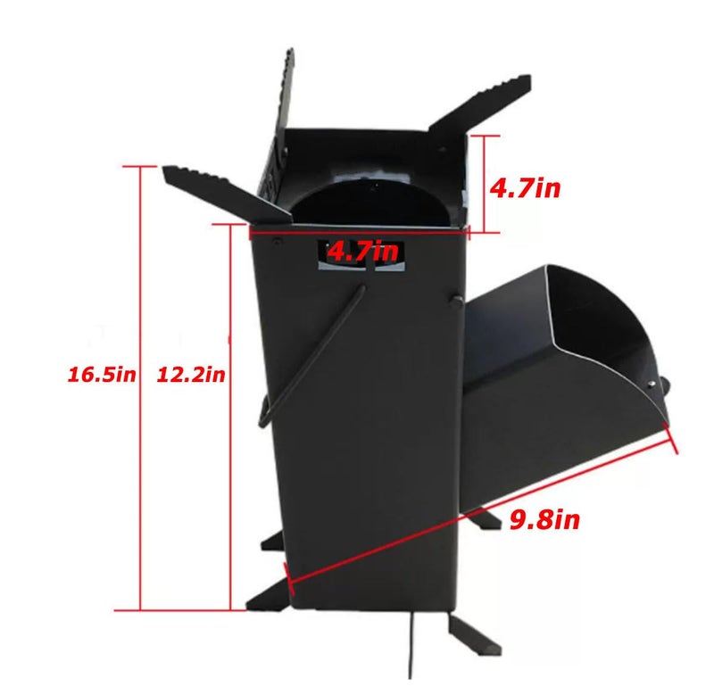 LANYANZI Rocket Stove, Wood Burning Portable Rocket Stove for Backpacking, Carbon Steel, Burn Wood, Twigs or Sticks for Outdoor Cooking, Backyard, Camp Cooking, Heating, Black - Image 4