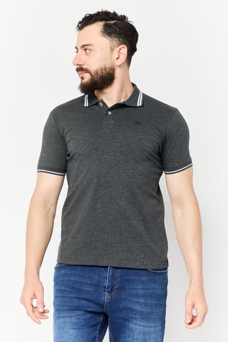 RBX Men Sportswear Fit Short Sleeves Outdoor Polo Shirt, Black - Image 1