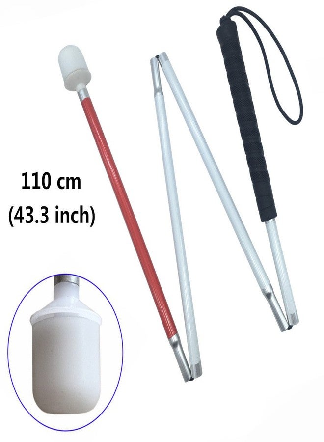 VISIONU Aluminum Mobility Folding White Cane for Vision Impaired and Blind People (Folds Down 4 Sections) (110 cm (43.3 inch), Black Handle) - Image 3