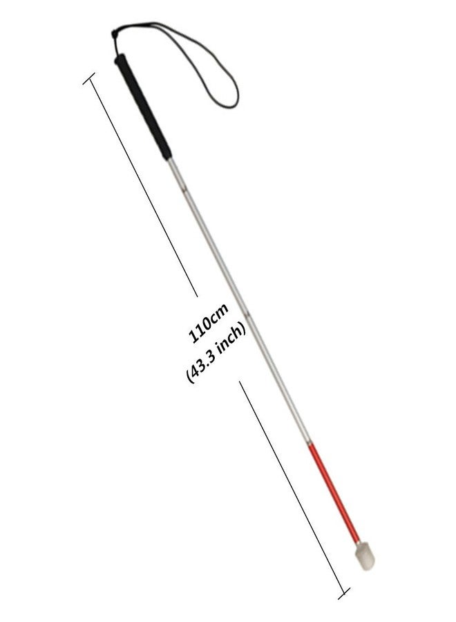 VISIONU Aluminum Mobility Folding White Cane for Vision Impaired and Blind People (Folds Down 4 Sections) (110 cm (43.3 inch), Black Handle) - Image 2
