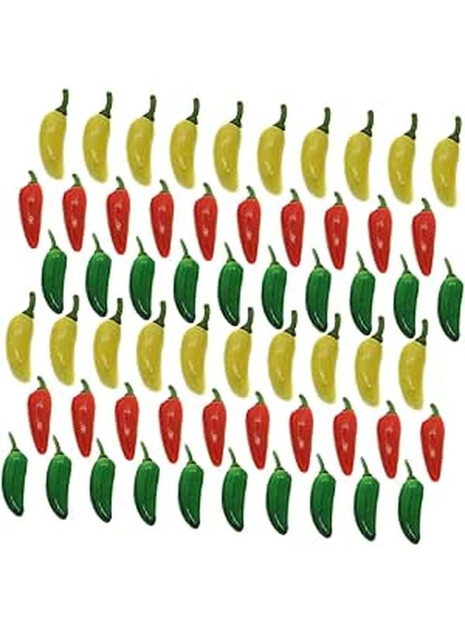 60Pcs Mini Simulation Peppers Fruits Toys Educational Parent Child Interaction Random Colors - Image 1
