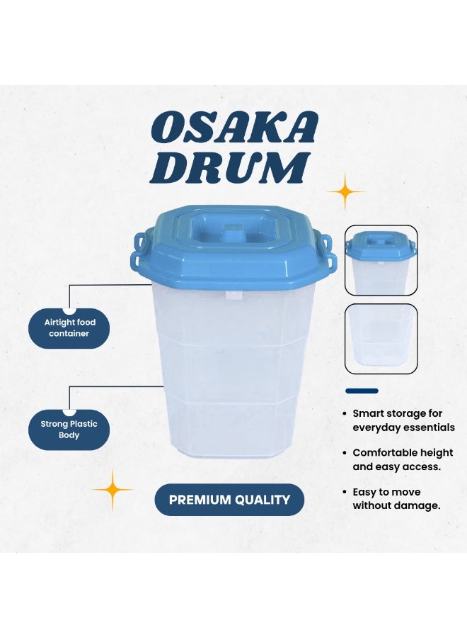 SNH Osaka Plastic Storage Drum | Multipurpose Container with Secure Locking Lid & Side Handles | Transparent Airtight Food Grade Bin for Kitchen, Home & Office Organization | Ample Capacity Storage Box with Cover - Image 2