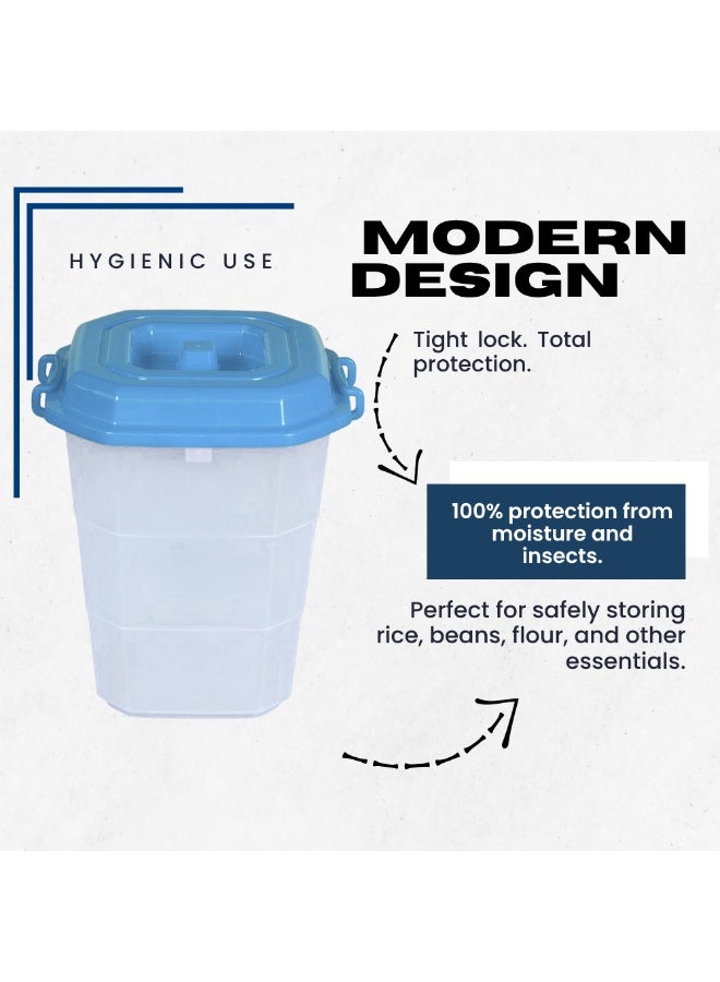 SNH Osaka Plastic Storage Drum | Multipurpose Container with Secure Locking Lid & Side Handles | Transparent Airtight Food Grade Bin for Kitchen, Home & Office Organization | Ample Capacity Storage Box with Cover - Image 3