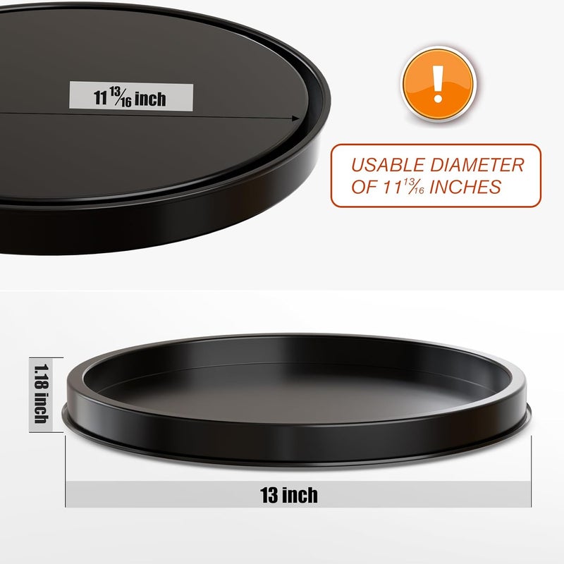 HGF Decorative Tray for Coffee Table, 13 Inch Metal Iron Round Serving Trays for Kitchen Sink Counter Organizer Dining Centerpiece Table for Display Candle Vase, Black Round Tray for Bathroom Decor - Image 2
