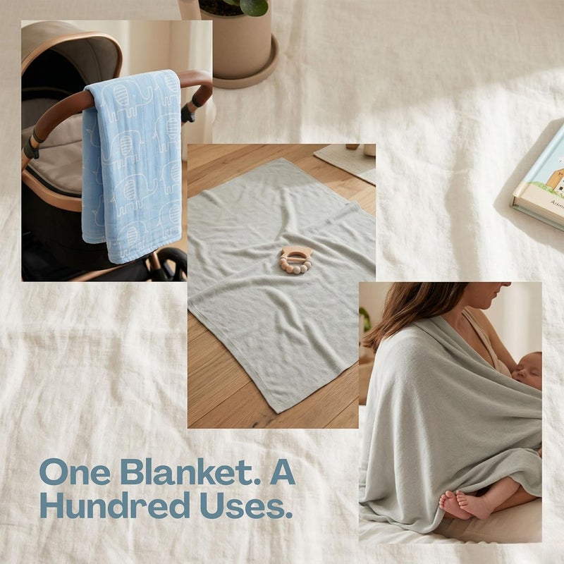 Turtees Baby Swaddle Blanket, Premium Knit, Multi-Use, 2 Pack (STYLE-1) - Image 4