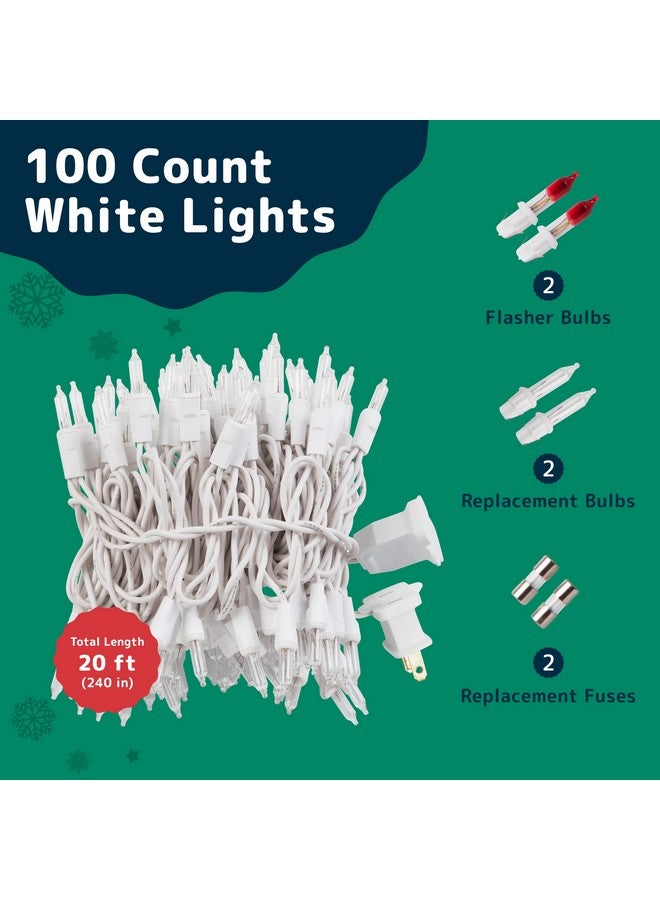 Prextex White Christmas Lights 100 Count - Incandescent Clear Warm White String Lights On White Wire - 20 Ft Xmas Tree Lights For Indoor Or Outdoor Decorations - Image 2