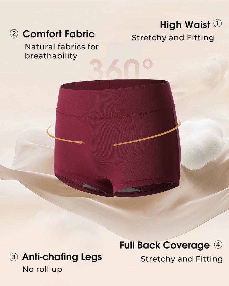 BAMBOO COOL Women's Boyshort Boxer Briefs Underwear Soft Stretch High Waist Panties for Women, 5-Pack - Image 4