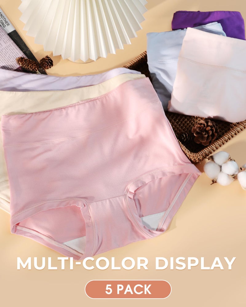 BAMBOO COOL Women's Boyshort Boxer Briefs Underwear Soft Stretch High Waist Panties for Women, 5-Pack - Image 2