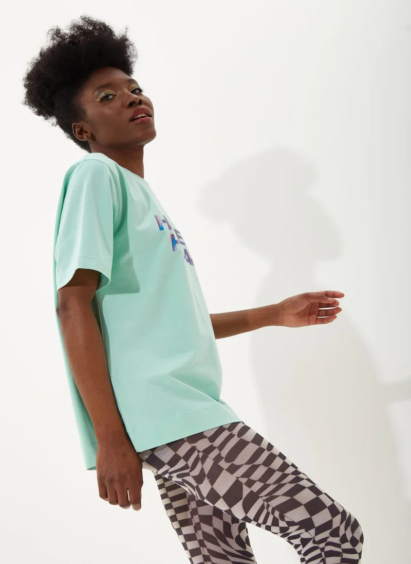house of holland Iridescent Printed T-Shirt in Egg Blue