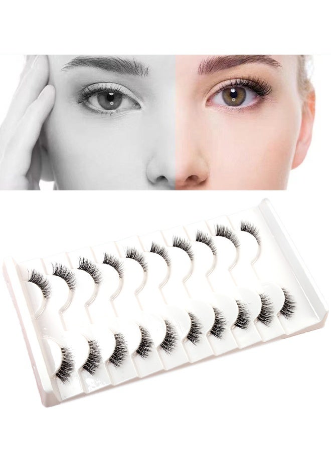 HY Cat Eye Lashes, Natural Half Lashes, False Eyelashes Set, Cat Eye 3D Artificial Lashes, Fluffy and Soft 10 Pairs Lash Set - Image 1