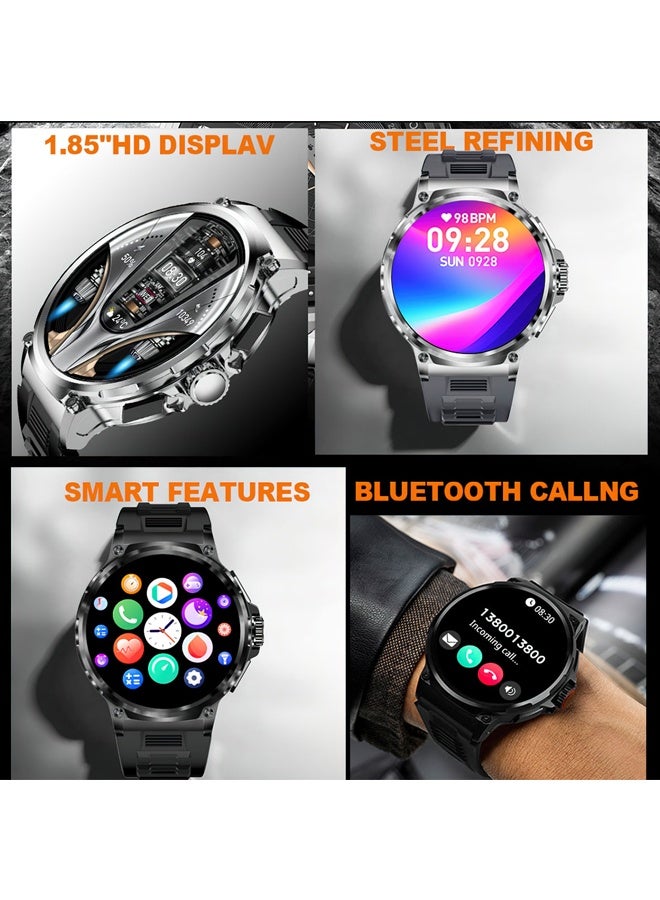 RollsTimi  Smart Watches for Men(Answer/Make Call) , 710mAh Battery, 1.85" Round Big Screen Fitness Tracker with Blood Pressure/Heart Rate Monitor, IP68 Waterproof Fitness Watch for Android/iOS Phones (Silver) - Image 2