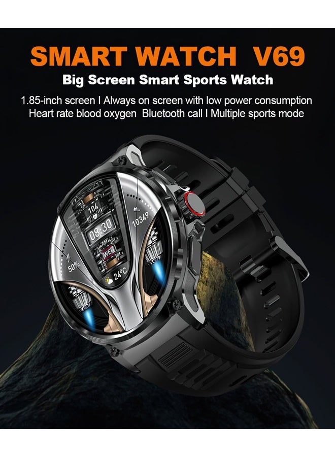 RollsTimi  Smart Watches for Men(Answer/Make Call) , 710mAh Battery, 1.85" Round Big Screen Fitness Tracker with Blood Pressure/Heart Rate Monitor, IP68 Waterproof Fitness Watch for Android/iOS Phones (Silver) - Image 3