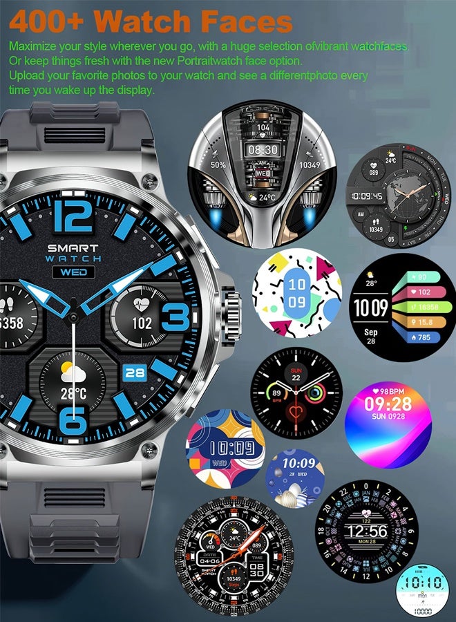 RollsTimi  Smart Watches for Men(Answer/Make Call) , 710mAh Battery, 1.85" Round Big Screen Fitness Tracker with Blood Pressure/Heart Rate Monitor, IP68 Waterproof Fitness Watch for Android/iOS Phones (Silver) - Image 4