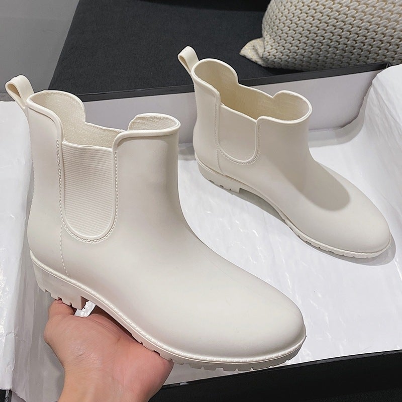 New Chelsea Rain Boots Women'S Fashionable Non-Slip Short Tube Rubber Shoes Casual Students Low-Top Water Shoes Ela- Tight Martin Rain Boots - Image 3