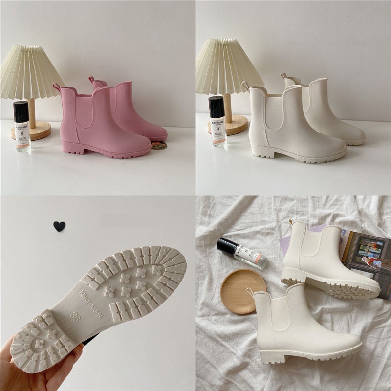 New Chelsea Rain Boots Women'S Fashionable Non-Slip Short Tube Rubber Shoes Casual Students Low-Top Water Shoes Ela- Tight Martin Rain Boots - Image 5