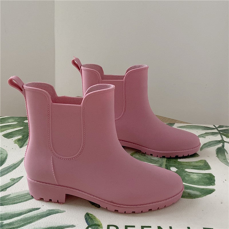 New Chelsea Rain Boots Women'S Fashionable Non-Slip Short Tube Rubber Shoes Casual Students Low-Top Water Shoes Ela- Tight Martin Rain Boots - Image 4