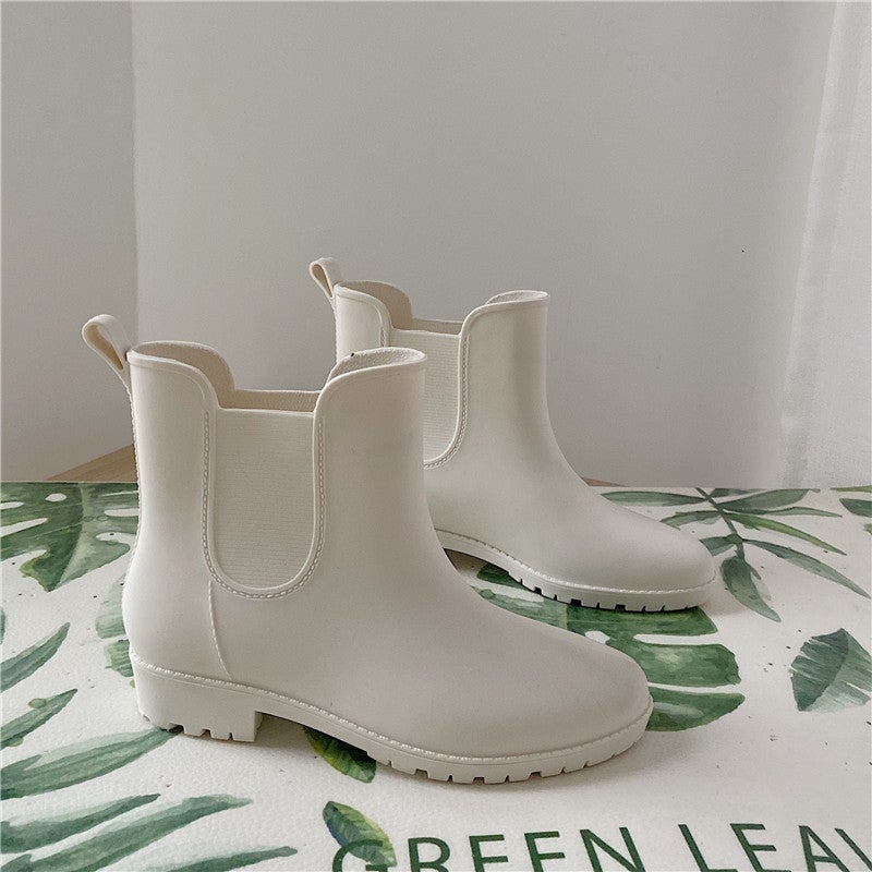 New Chelsea Rain Boots Women'S Fashionable Non-Slip Short Tube Rubber Shoes Casual Students Low-Top Water Shoes Ela- Tight Martin Rain Boots - Image 1