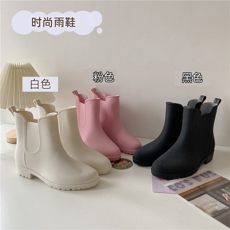 New Chelsea Rain Boots Women'S Fashionable Non-Slip Short Tube Rubber Shoes Casual Students Low-Top Water Shoes Ela- Tight Martin Rain Boots - Image 2