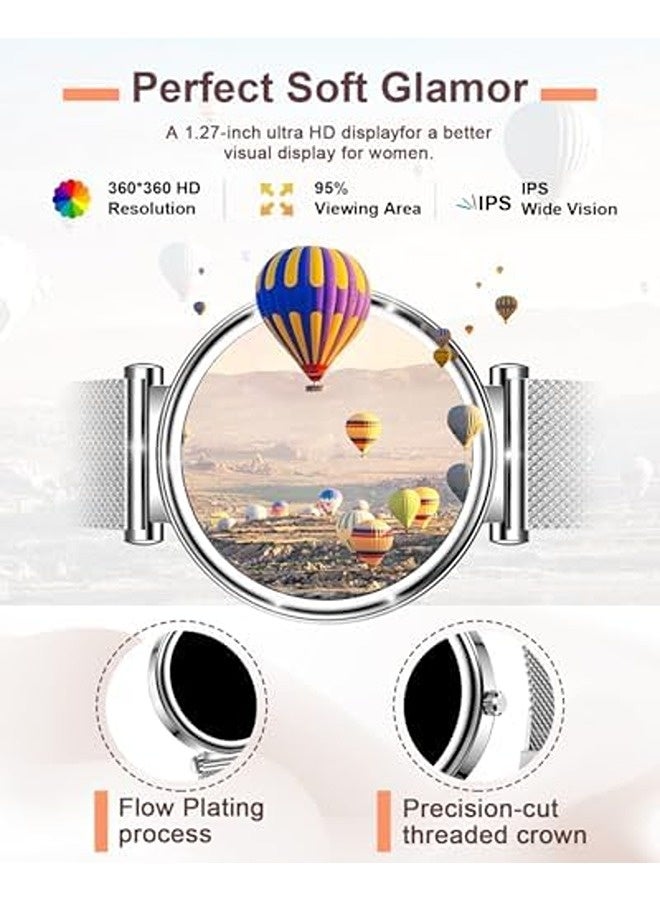 سكاي تاتش ساعة ذكية للنساء | متعقب لياقة بشاشة 1.27 بوصة مع مكالمات بلوتوث، أكثر من 100 وضع رياضي، مراقبة ضغط الدم، معدل ضربات القلب، النوم والخطوات، مقاومة للماء بمعيار IP67 - Image 2