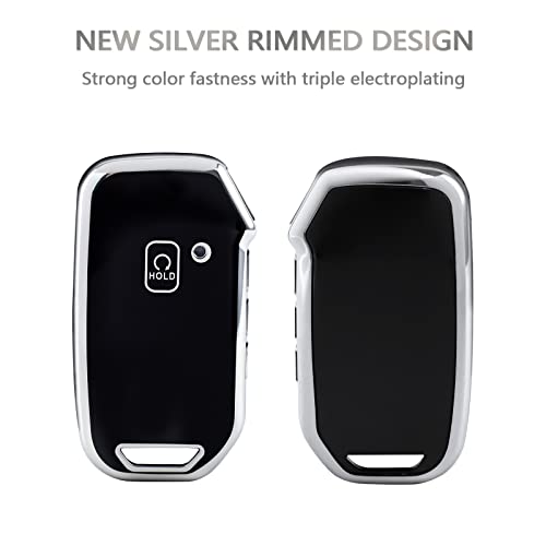 OFFCURVE غطاء مفتاح OFFCURVE لكيا - غطاء خاص لحافظة مفتاح كيا سيد سيراتو فورت نيرو سيلتوس سورينتو سول سبورتاج تيليورايد K5 - ملحقات مفتاح ذكي بدون مفتاح باللون الأسود - Image 4