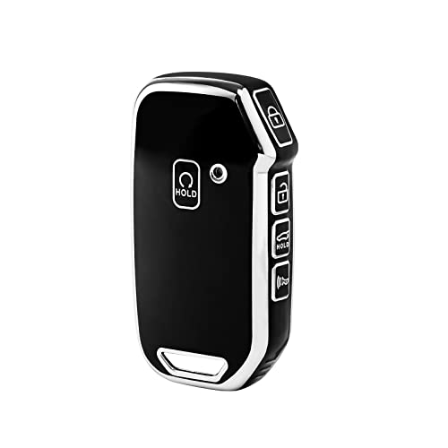 OFFCURVE غطاء مفتاح OFFCURVE لكيا - غطاء خاص لحافظة مفتاح كيا سيد سيراتو فورت نيرو سيلتوس سورينتو سول سبورتاج تيليورايد K5 - ملحقات مفتاح ذكي بدون مفتاح باللون الأسود - Image 1