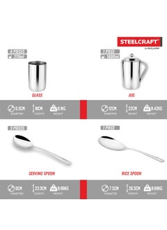 Steelcraft Steelcraft Premium Stainless Steel Dawat-E-Nikah Dinner Set 57 Pcs, High Grade Quality-with Silver Touch Finish, Kitchen Set for Home, Made in India, Steel Colour  - Image 2