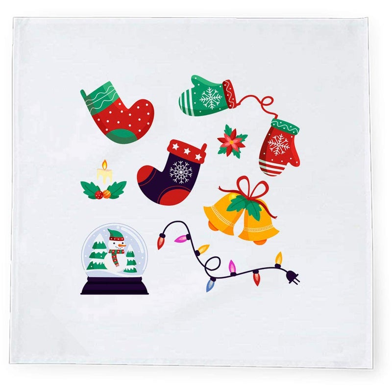 Khakee 6 Pcs Christmas Theme Tafta Silk Table Napkins 10x 10 for Xmas Decoration Christmas OrnamentsChristmas Gift npxmas141P - Image 2