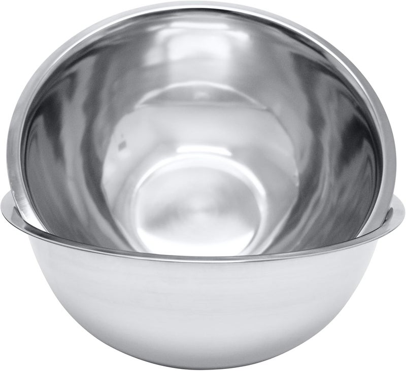 Great Credentials 8 Quart Set of 2 Mixing Bowls Stainless Steel Professional Chef Commercial Kitchen 1325 Inches Diameter Flat Base - Image 1