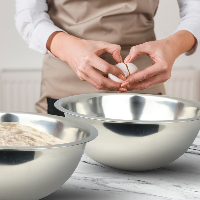 Great Credentials 8 Quart Set of 2 Mixing Bowls Stainless Steel Professional Chef Commercial Kitchen 1325 Inches Diameter Flat Base - Image 3