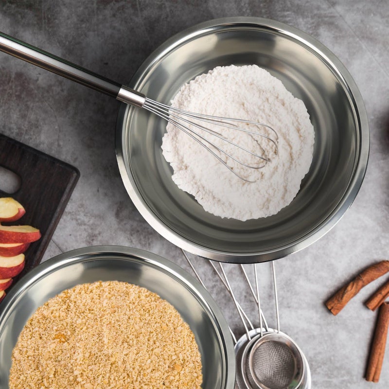 Great Credentials 8 Quart Set of 2 Mixing Bowls Stainless Steel Professional Chef Commercial Kitchen 1325 Inches Diameter Flat Base - Image 4