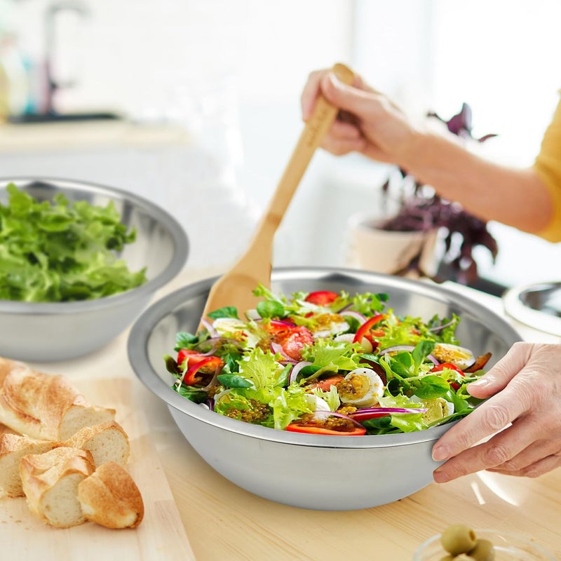 Great Credentials 8 Quart Set of 2 Mixing Bowls Stainless Steel Professional Chef Commercial Kitchen 1325 Inches Diameter Flat Base - Image 5