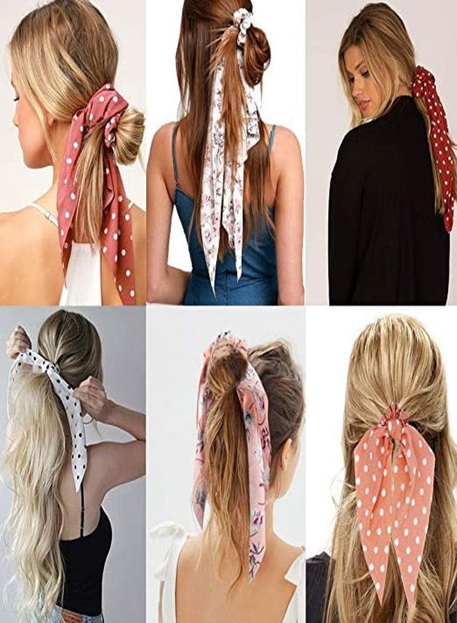 ROCK WORLD Women & Girls Chiffon Floral Hair Scarf Hair Scrunchies Hair Scarves Ribbon Scrunchie & Ponytail Scarf Scrunchies_(12 Pcs) - Image 2