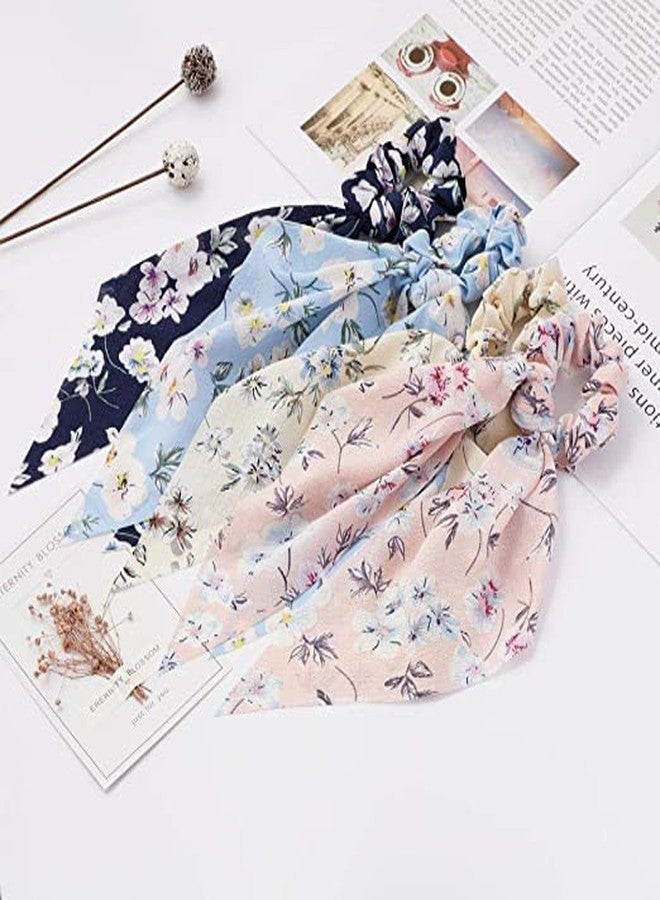 ROCK WORLD Women & Girls Chiffon Floral Hair Scarf Hair Scrunchies Hair Scarves Ribbon Scrunchie & Ponytail Scarf Scrunchies_(12 Pcs) - Image 5