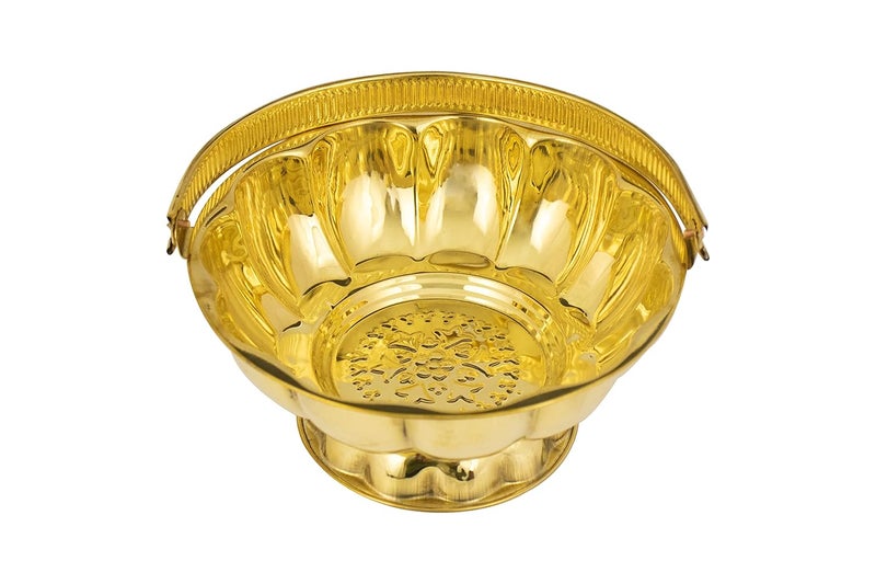 Spillbox Spillbox Traditional Handcrafted Brass Flower Basket for PoojaWorship Lotus Leaf 