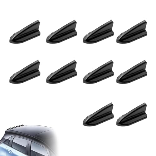 Hugwits 10 PCS Car Diffuser Shark Fin Antenna Air Vortex Generator Diffuser SelfAdhesive Spoiler Roof Wing Pointed Set Universal for Most Cars Black - Image 1