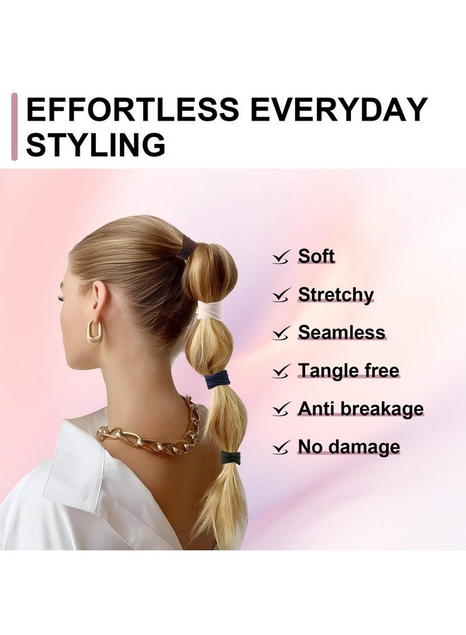 LuSeren 120 Pcs No Damage Hair Ties For Women Thick Hair,Large Soft Seamless Nylon Cloth Hair Ties Ponytail Hair Holders Hair Elastics Hair Band For Women Hair Accessories Neutrals 4 - Image 2
