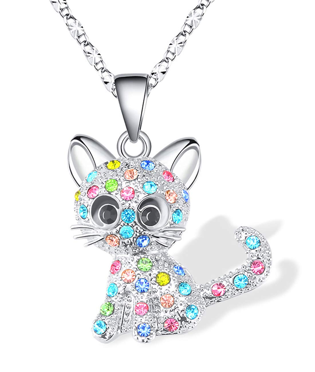 Lanqueen Valentine Gifts for Girls kids Kitty Cat Necklace for Little Girls Jewelry Birthday Gifts for Girls Cat Gifts for Cat Lover