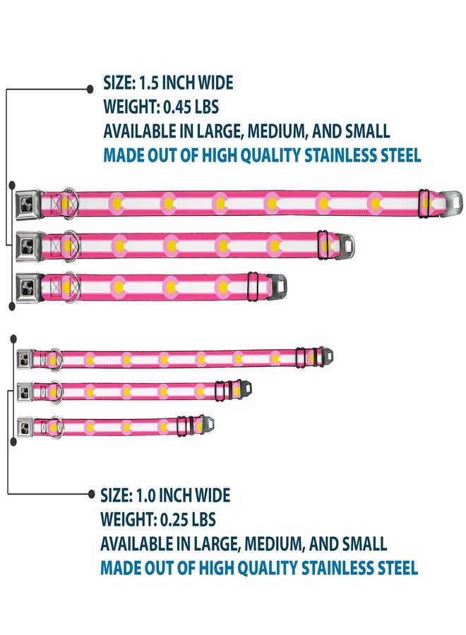Buckle Down Dog Collar Seatbelt Buckle Colorado Flags7 Repeat Pinks White Light Pink Yellow 15 to 26 Inches 1.0 Inch Wide - Image 3