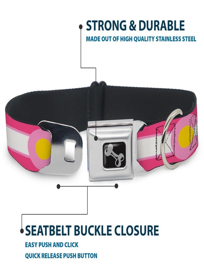 Buckle Down Dog Collar Seatbelt Buckle Colorado Flags7 Repeat Pinks White Light Pink Yellow 15 to 26 Inches 1.0 Inch Wide - Image 4