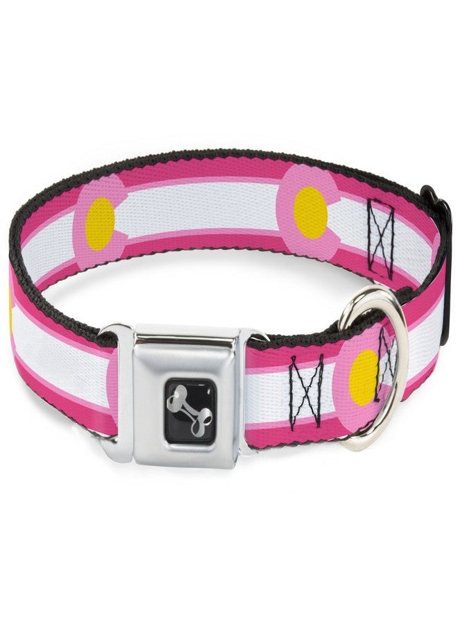 Buckle Down Dog Collar Seatbelt Buckle Colorado Flags7 Repeat Pinks White Light Pink Yellow 15 to 26 Inches 1.0 Inch Wide - Image 1