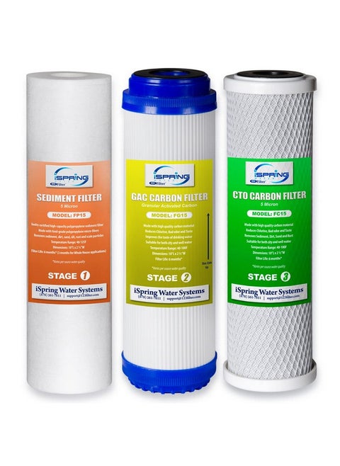 iSpring F3 NSF Certified 6-Month Prefilter Replacement Water Filter Cartridge Pack Set for Standard Reverse Osmosis RO Systems